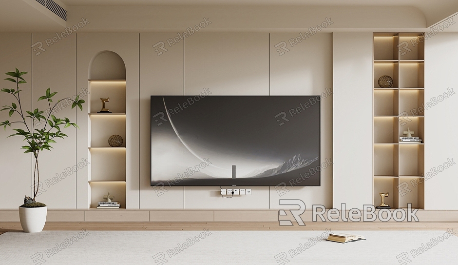 Modern TV background wall Cream wind TV background wall model