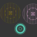 Two Wooden Cable Spools With Black Wire And Circular Cap Design