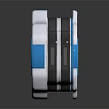 Modern Technical Equipment With Blue And White Circular Frame And Rectangular Base