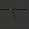 Modern Black Marble Dining Table with White Veins and Wooden Cross Legs