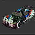 BMW Racing Car With Blue Red White Livery And Aerodynamic Rear Wing Design