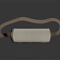 Beige Canvas Crossbody Bag With Union Jack And Pink Donut Patches And Brown Strap