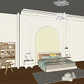 Cozy Modern Bedroom Interior Design With Arched Mirror Bedside Lamps And Soft Bedding