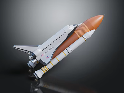 Space and Aerospace Shuttle Design Featuring Orange External Tank White Solid Rocket Boosters And Orbiter 3d model