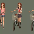 Three Stylish Girls Riding Bicycles With Different Outfits And Hats