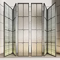 Modern Geometric Screen with Frosted Glass and Metal Frame in Interior Space