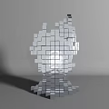 Modern Abstract Decorative Ornament Set Featuring White Cubes And Geometric Structure 3d model