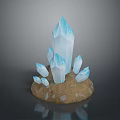 Natural Wooden Stone Base Featuring Cluster of Shiny Blue Crystals on Textured Surface