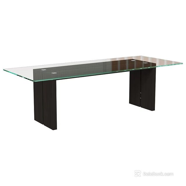 Modern Glass Top Coffee Table with Dark Legs and Sleek Contemporary Design 3d model 