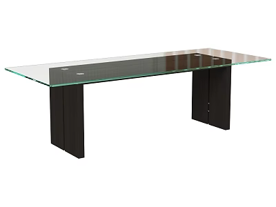 Modern Glass Top Coffee Table with Dark Legs and Sleek Contemporary Design 3d model