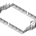 Basketball Court Design With Surrounding Chain Link Fencing And Hoops Structure