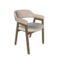 Modern Dining Chair With Wooden Frame Beige Upholstery And Comfortable Armrests