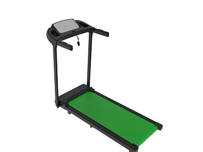 Black Frame Treadmill With Green Running Belt And Display Screen 3d model