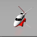 Red and White Private Jet With Sleek Fuselage Windows Landing Gear and Reflective Surface