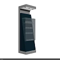 Modern Vertical Illuminated Display Shelf With Multi Tiered Racks And Glass Panels