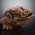 Handcrafted Wooden Carved Toad Figurine With Intricate Details For Home Interior Decor