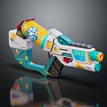 Colorful Toy Gun With Vibrant Yellow White Blue Design And Playful Features