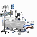 Advanced Hospital Medical Bed With Integrated Monitor IV Stand And Control Panel