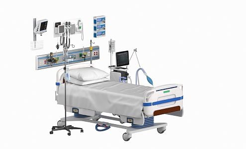 Intensive care unit equipment combination hospital ICU intensive care unit bed equipment medical equipment infusion rack equipment 3d model