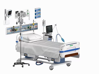 Intensive care unit equipment combination hospital ICU intensive care unit bed equipment medical equipment infusion rack equipment 3d model
