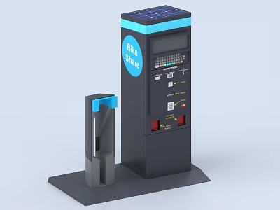 Bike Charging Station With Solar Panel Display Screen And Charging Ports 3d model