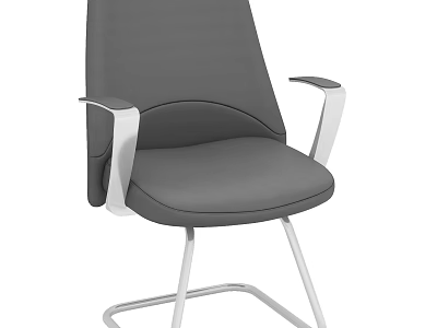 Modern Gray Leather Office Chair With Metal Arms And Sturdy Metal Base 3d model