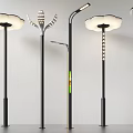 Modern Outdoor Lights With Black Poles And Unique Decorative Tops For Gardens