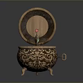 Vintage Decorative Storage Container With Ornate Carvings Lidded Design And Decorative Feet