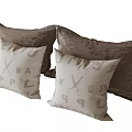 Soft Velvet Decorative Pillows In Beige Brown With Scissors Letters Pattern 3d model