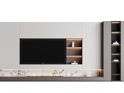 TV background wall TV fireplace ornaments model