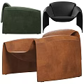 Modern Leisure Chair with Curved Armrest Backrest Green Brown Black Velvet Fabric