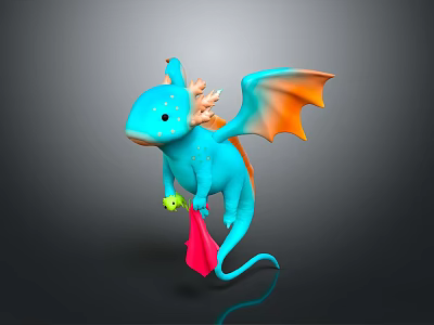 Colorful Dragon Themed Kids Furniture With Decorative Wings And Balls 3d model