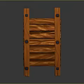 Wooden Arch Bridge Model With Planks And Black Decorative Blocks For Garden Scene