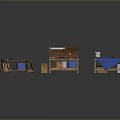 Versatile Functional Tables With Wooden Construction Blue Storage Bins And Tool Placement Areas