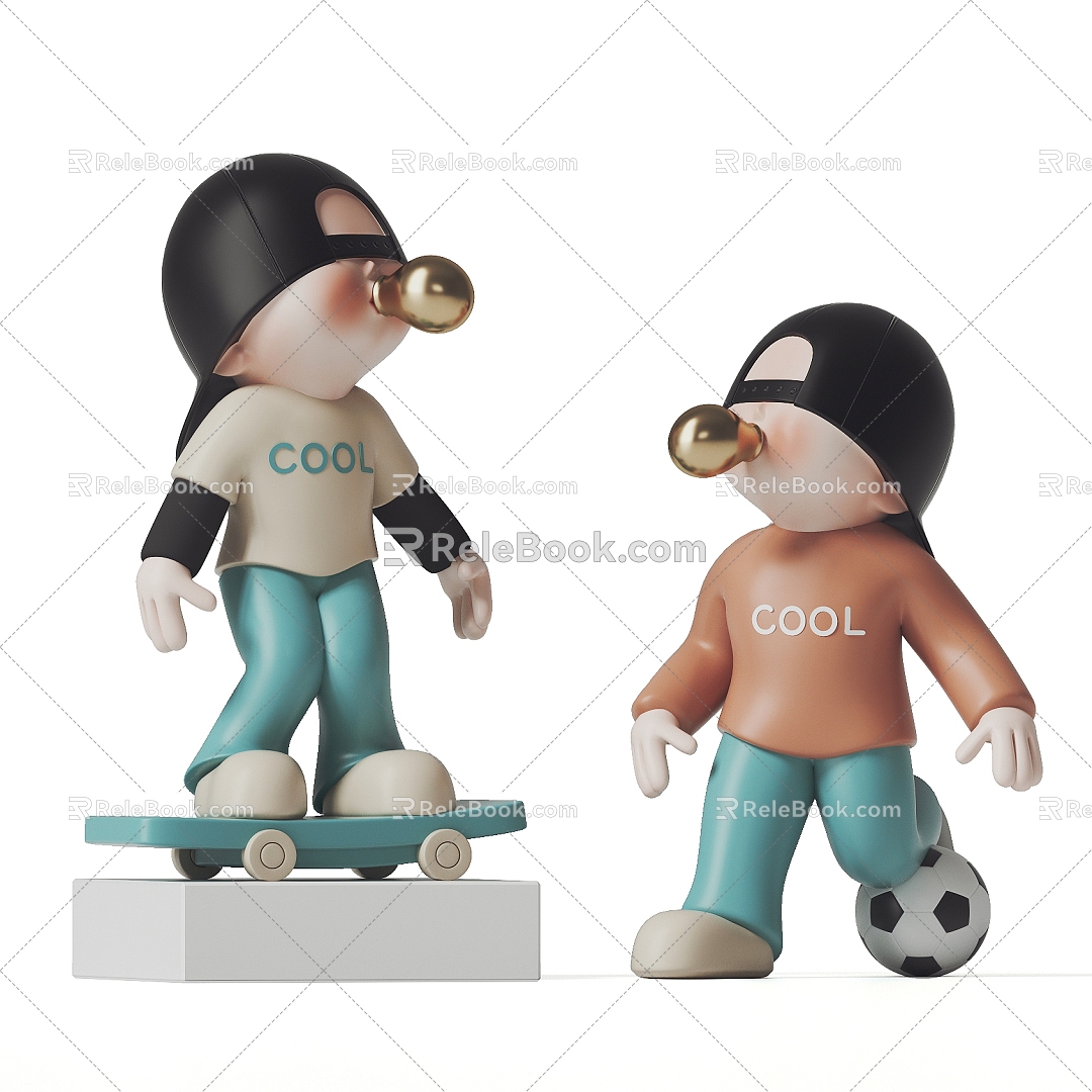 Modern Little Boy Fashion Ornaments Trendy Play Ornaments Creative Ornaments 3d model