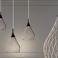 Modern Multiple Pendant Lights With Black Top And Geometric Wire Structure 3d model