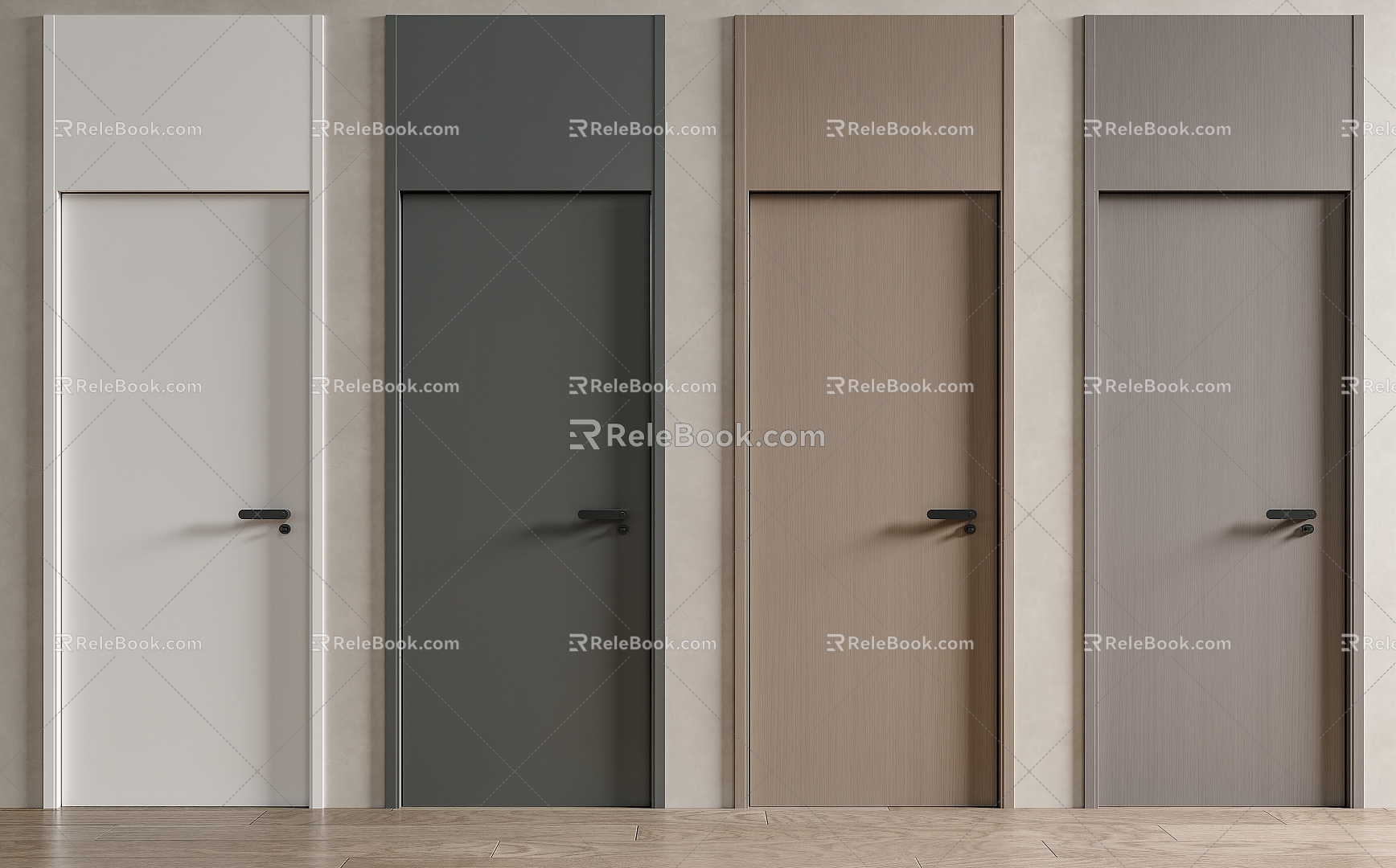 Minimalist Room Door Top Door Swing Door Minimalist Single Door Door Lintel 3d model