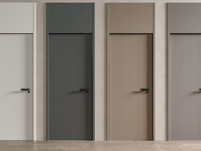 Modern Hinged Doors in White Gray and Wood Tones with Sleek Minimalist Design 3d model