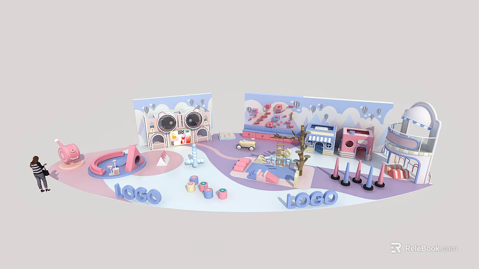 Colorful Photo Check In Spot With Pastel Decor Props Cute Ornaments And Interactive Backdrops 3d model 