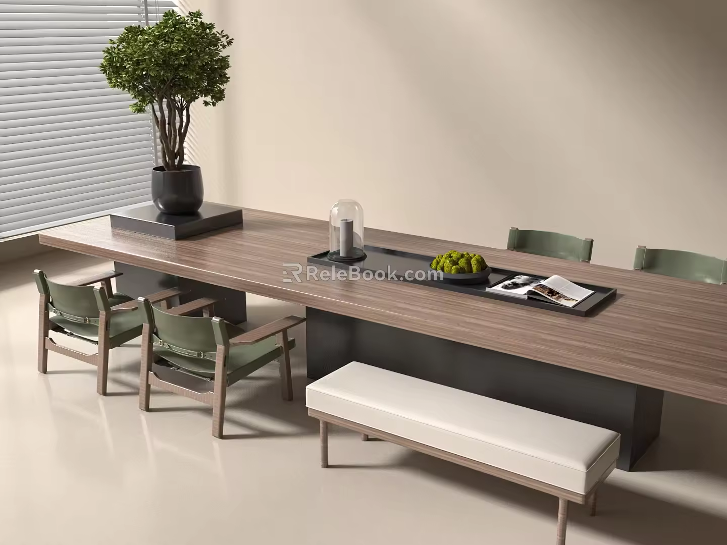 Modern tea table and chair combination 3d model