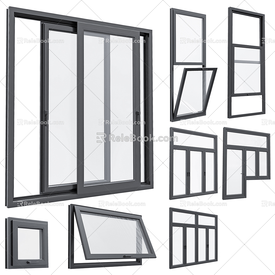 Modern windows 3d model