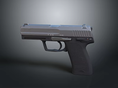 High Quality Modern Tactical Pistol With Black Grip And Metal Frame 3d model