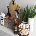 Essential Kitchen Tools With Wooden Cutting Board Knife Glass Jars Pepper Grinder And Fresh Rosemary