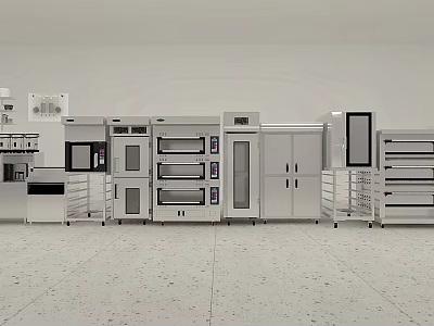 Commercial Restaurant Kitchen With Stainless Steel Ovens Refrigerators And Cabinets 3d model