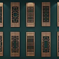 Chinese-style openwork window flower 3d model