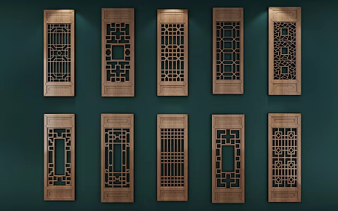 Chinese-style openwork window flower 3d model