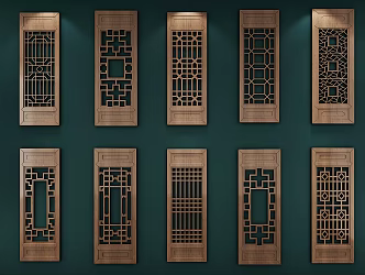 Chinese-style openwork window flower 3d model