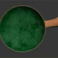 Clay Ceramic Vessel With Green Interior Orange Exterior Three Legs And Long Spout Handle