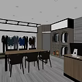 Modern Clothing Store Interior With Men's Suits Display Wooden Tables And Cashier Counter