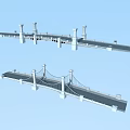 Two Different Bridge Designs Featuring Suspension Cable Structure And Pillars For Roadway
